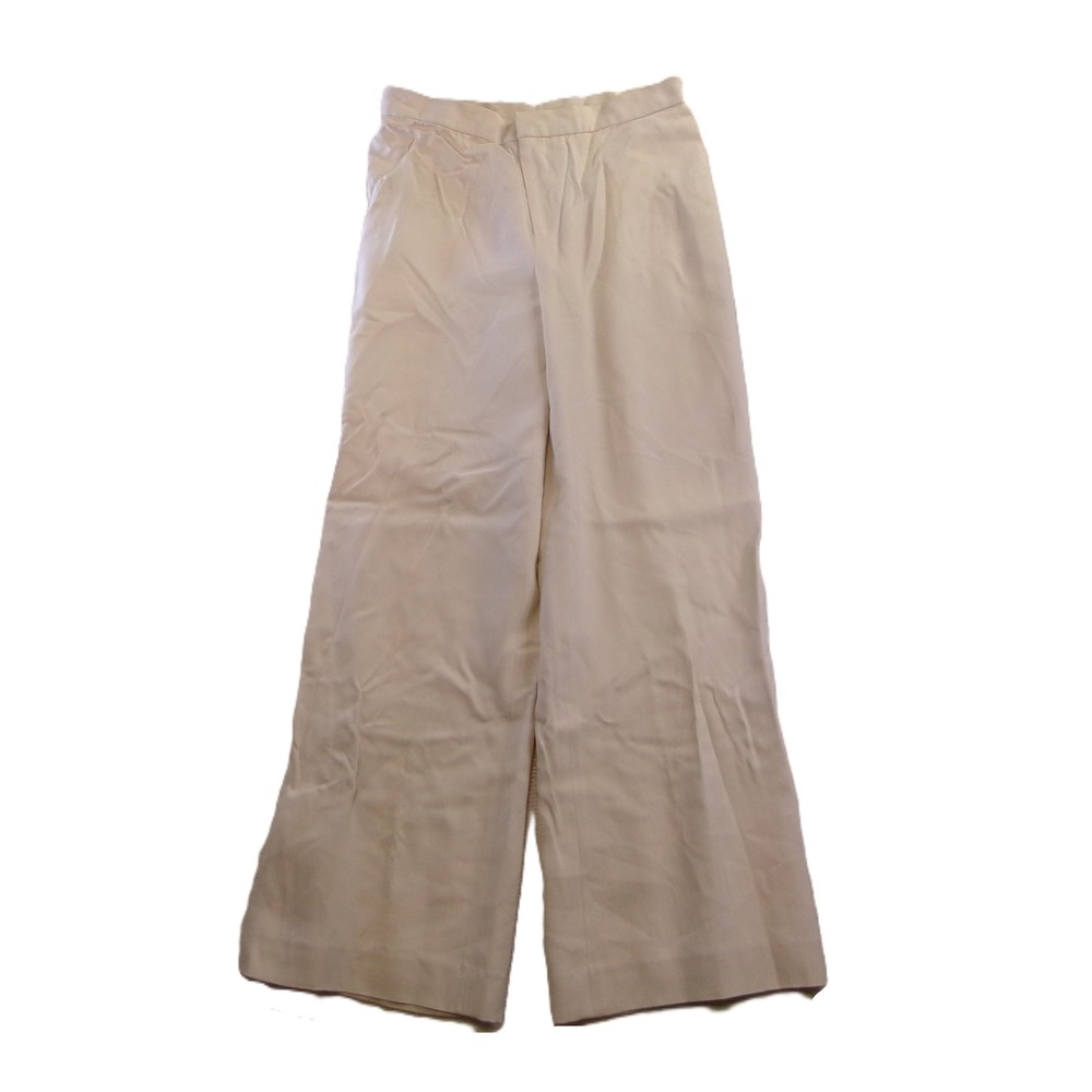 Lauren Ralph Lauren Womens 10P Pants Cream 100% Silk Wide Leg Trousers NWT